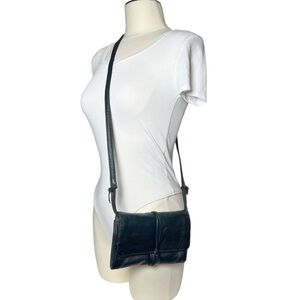 Esprit black leather crossbody wallet bag